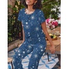 image:imageEkouaer 2 Pack Pajamas for Women Set Short Sleeve Sleepwear Top and Pants Pjs Soft Printed Lounge Sets with PocketsPink StripeStars Sky