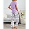 image:imageEkouaer 2 Pack Pajamas for Women Set Short Sleeve Sleepwear Top and Pants Pjs Soft Printed Lounge Sets with PocketsPurple FlowerBlue Flower