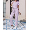 image:imageEkouaer 2 Pack Pajamas for Women Set Short Sleeve Sleepwear Top and Pants Pjs Soft Printed Lounge Sets with PocketsPurple FlowerLight Blue Plaid