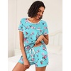 image:imageEkouaer 2 Pack Womens Pajama Sets Lightweight Summer Pajamas Short Sleeve Pj Top with Shorts Chest PocketBlue FlowerLight Blue Flower