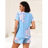 image:imageEkouaer 2 Pack Womens Pajama Sets Lightweight Summer Pajamas Short Sleeve Pj Top with Shorts Chest PocketBlue FlowerLight Blue Flower