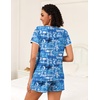 image:imageEkouaer 2 Pack Womens Pajama Sets Lightweight Summer Pajamas Short Sleeve Pj Top with Shorts Chest PocketBlue GreenBlue Good Night