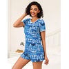 image:imageEkouaer 2 Pack Womens Pajama Sets Lightweight Summer Pajamas Short Sleeve Pj Top with Shorts Chest PocketBlue GreenBlue Good Night