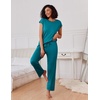 image:imageEkouaer 2 Packs Pajamas for Women Set Cap Sleeve Top and Pants Soft Sleepwear Comfy Pjs Set with Pockets LoungewearBlackBlue Green