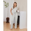 image:imageEkouaer 2 Packs Pajamas for Women Set Cap Sleeve Top and Pants Soft Sleepwear Comfy Pjs Set with Pockets LoungewearBlackGrey Stripe