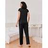 image:imageEkouaer 2 Packs Pajamas for Women Set Cap Sleeve Top and Pants Soft Sleepwear Comfy Pjs Set with Pockets LoungewearBlackLeopard