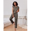 image:imageEkouaer 2 Packs Pajamas for Women Set Cap Sleeve Top and Pants Soft Sleepwear Comfy Pjs Set with Pockets LoungewearBlackLeopard