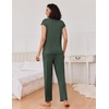 image:imageEkouaer 2 Packs Pajamas for Women Set Cap Sleeve Top and Pants Soft Sleepwear Comfy Pjs Set with Pockets LoungewearDeep GreyDeep Green