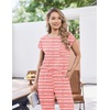 image:imageEkouaer 2 Packs Pajamas for Women Set Cap Sleeve Top and Pants Soft Sleepwear Comfy Pjs Set with Pockets LoungewearGrey CatsPink Stripe