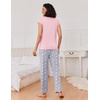 image:imageEkouaer 2 Packs Pajamas for Women Set Cap Sleeve Top and Pants Soft Sleepwear Comfy Pjs Set with Pockets LoungewearGrey StarsBlue Stars