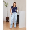 image:imageEkouaer 2 Packs Pajamas for Women Set Cap Sleeve Top and Pants Soft Sleepwear Comfy Pjs Set with Pockets LoungewearGrey StarsBlue Stars