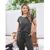 image:imageEkouaer 2 Packs Pajamas for Women Set Cap Sleeve Top and Pants Soft Sleepwear Comfy Pjs Set with Pockets LoungewearNavy BlueDeep Grey