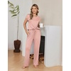 image:imageEkouaer 2 Packs Pajamas for Women Set Cap Sleeve Top and Pants Soft Sleepwear Comfy Pjs Set with Pockets LoungewearPink DotsGrey Stripe