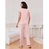 image:imageEkouaer 2 Packs Pajamas for Women Set Cap Sleeve Top and Pants Soft Sleepwear Comfy Pjs Set with Pockets LoungewearPink StripeBlues Dots