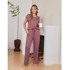 image:imageEkouaer 2 Packs Pajamas for Women Set Cap Sleeve Top and Pants Soft Sleepwear Comfy Pjs Set with Pockets LoungewearPinkGrey