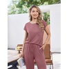 image:imageEkouaer 2 Packs Pajamas for Women Set Cap Sleeve Top and Pants Soft Sleepwear Comfy Pjs Set with Pockets LoungewearPinkGrey