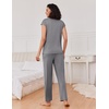 image:imageEkouaer 2 Packs Pajamas for Women Set Cap Sleeve Top and Pants Soft Sleepwear Comfy Pjs Set with Pockets LoungewearPinkGrey