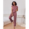 image:imageEkouaer 2 Packs Pajamas for Women Set Cap Sleeve Top and Pants Soft Sleepwear Comfy Pjs Set with Pockets LoungewearPinkGrey