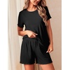 image:imageEkouaer 2 Packs Womens Pajama Set Short Sleeve Sleepwear Soft Top and Shorts Pjs Casual Outfits Lounge Set with PocketsBlackGrey