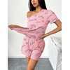 image:imageEkouaer 2 Packs Womens Pajama Set Short Sleeve Sleepwear Soft Top and Shorts Pjs Casual Outfits Lounge Set with PocketsBlackPink Heart