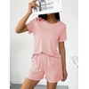 image:imageEkouaer 2 Packs Womens Pajama Set Short Sleeve Sleepwear Soft Top and Shorts Pjs Casual Outfits Lounge Set with PocketsGreyLight Pink
