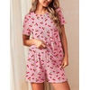 image:imageEkouaer 2 Packs Womens Pajama Set Short Sleeve Sleepwear Soft Top and Shorts Pjs Casual Outfits Lounge Set with PocketsPink CherryBlue Heart