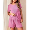 image:imageEkouaer 2 Packs Womens Pajama Set Short Sleeve Sleepwear Soft Top and Shorts Pjs Casual Outfits Lounge Set with PocketsPinkNavy Blue