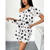 image:imageEkouaer 2 Packs Womens Pajama Set Short Sleeve Sleepwear Soft Top and Shorts Pjs Casual Outfits Lounge Set with PocketsWhite CowBlue Cat
