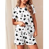image:imageEkouaer 2 Packs Womens Pajama Set Short Sleeve Sleepwear Soft Top and Shorts Pjs Casual Outfits Lounge Set with PocketsWhite CowBlue Cat