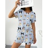 image:imageEkouaer 2 Packs Womens Pajama Set Short Sleeve Sleepwear Soft Top and Shorts Pjs Casual Outfits Lounge Set with PocketsWhite CowBlue Cat
