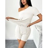 image:imageEkouaer 2 Packs Womens Pajama Set Short Sleeve Sleepwear Soft Top and Shorts Pjs Casual Outfits Lounge Set with PocketsWhiteGreen