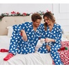 image:imageEkouaer Christmas Family Matching Pajamas Long Sleeve Button Down Pj Set Festival Party SleepwearBlue Bear