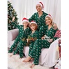 image:imageEkouaer Christmas Family Matching Pajamas Long Sleeve Button Down Pj Set Festival Party SleepwearDark GreenCute Pattern