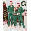 image:imageEkouaer Christmas Family Matching Pajamas Long Sleeve Button Down Pj Set Festival Party SleepwearDark GreenSnowflake