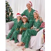 image:imageEkouaer Christmas Family Matching Pajamas Long Sleeve Button Down Pj Set Festival Party SleepwearDark GreenSnowflake