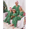 image:imageEkouaer Christmas Family Matching Pajamas Long Sleeve Button Down Pj Set Festival Party SleepwearDeep Green Snowman 2