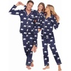 image:imageEkouaer Christmas Family Matching Pajamas Long Sleeve Button Down Pj Set Festival Party SleepwearNavy BlueBear