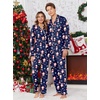 image:imageEkouaer Christmas Family Matching Pajamas Long Sleeve Button Down Pj Set Festival Party SleepwearNavy Snowman
