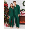 image:imageEkouaer Christmas Family Matching Pajamas Long Sleeve Button Down Pj Set Festival Party SleepwearSoliddeep Green