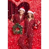 image:imageEkouaer Christmas Family Matching Pajamas Long Sleeve Button Down Pj Set Festival Party SleepwearSolidwine Red