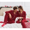image:imageEkouaer Christmas Family Matching Pajamas Long Sleeve Button Down Pj Set Festival Party SleepwearSolidwine Red