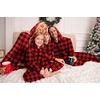 image:imageEkouaer Christmas Matching Family Onesie Pajamas Hoodie One Piece Pajamas Zipper Thermal Sleepwear with PocketsFamily Christmas Buffalo Plaid Print