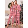 image:imageEkouaer Christmas Matching Family Onesie Pajamas Hoodie One Piece Pajamas Zipper Thermal Sleepwear with PocketsFamily Red Striped Print