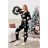image:imageEkouaer Christmas Onesie Matching Family Elk Antler Hooded Zipper One Piece Long Sleeve Pajamas with Pockets SXXLWhite Star Black