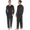 image:imageEkouaer Couples Matching Pajamas Sets Velvet PJs Set for Men and Women Velour Long Sleeve Sleepwear SXXLBlack