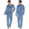 image:imageEkouaer Couples Matching Pajamas Sets Velvet PJs Set for Men and Women Velour Long Sleeve Sleepwear SXXLBlue