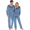 image:imageEkouaer Couples Matching Pajamas Sets Velvet PJs Set for Men and Women Velour Long Sleeve Sleepwear SXXLBlue