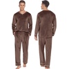 image:imageEkouaer Couples Matching Pajamas Sets Velvet PJs Set for Men and Women Velour Long Sleeve Sleepwear SXXLBrown