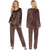 image:imageEkouaer Couples Matching Pajamas Sets Velvet PJs Set for Men and Women Velour Long Sleeve Sleepwear SXXLBrown