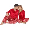 image:imageEkouaer Couples Matching Pajamas Sets Velvet PJs Set for Men and Women Velour Long Sleeve Sleepwear SXXLChristmas Red